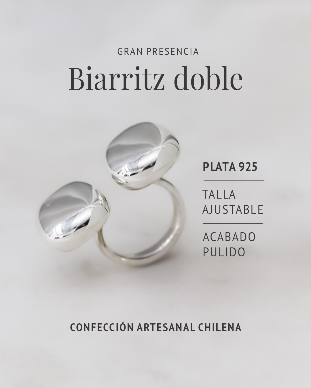 Anillo Biarritz doble de plata 950 – Igna Valverde, vista 5