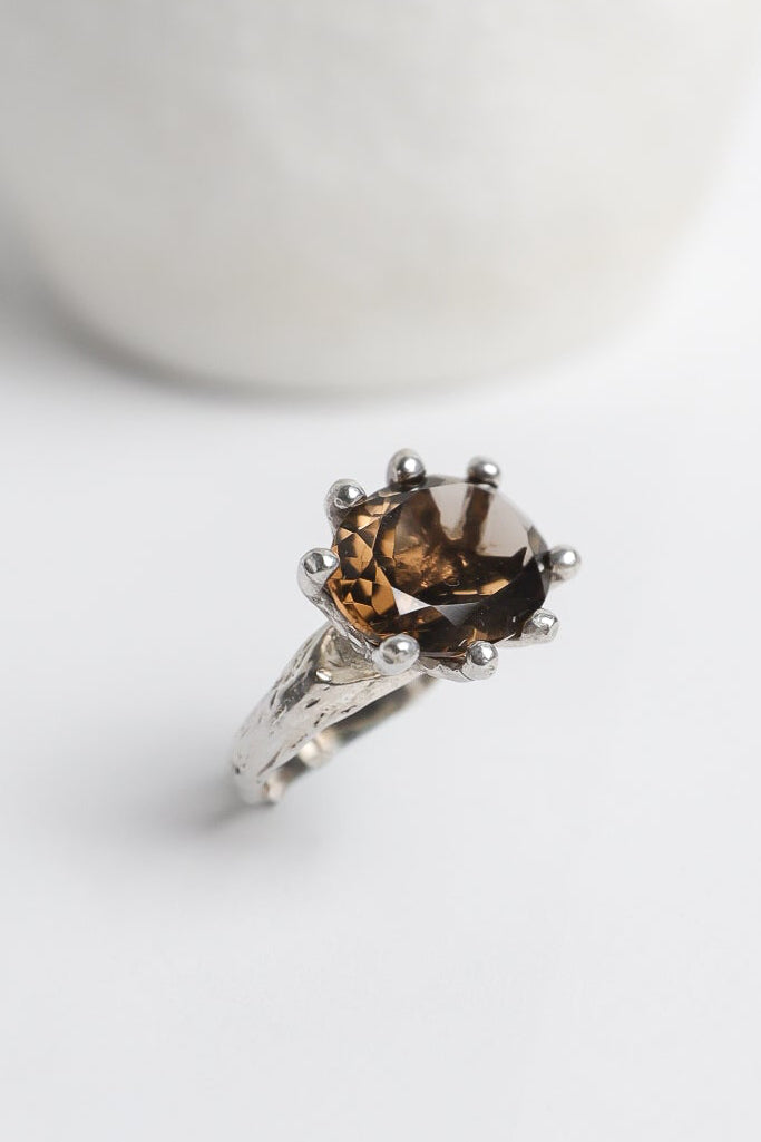 Anillo Amapola Cuarzo Fumé