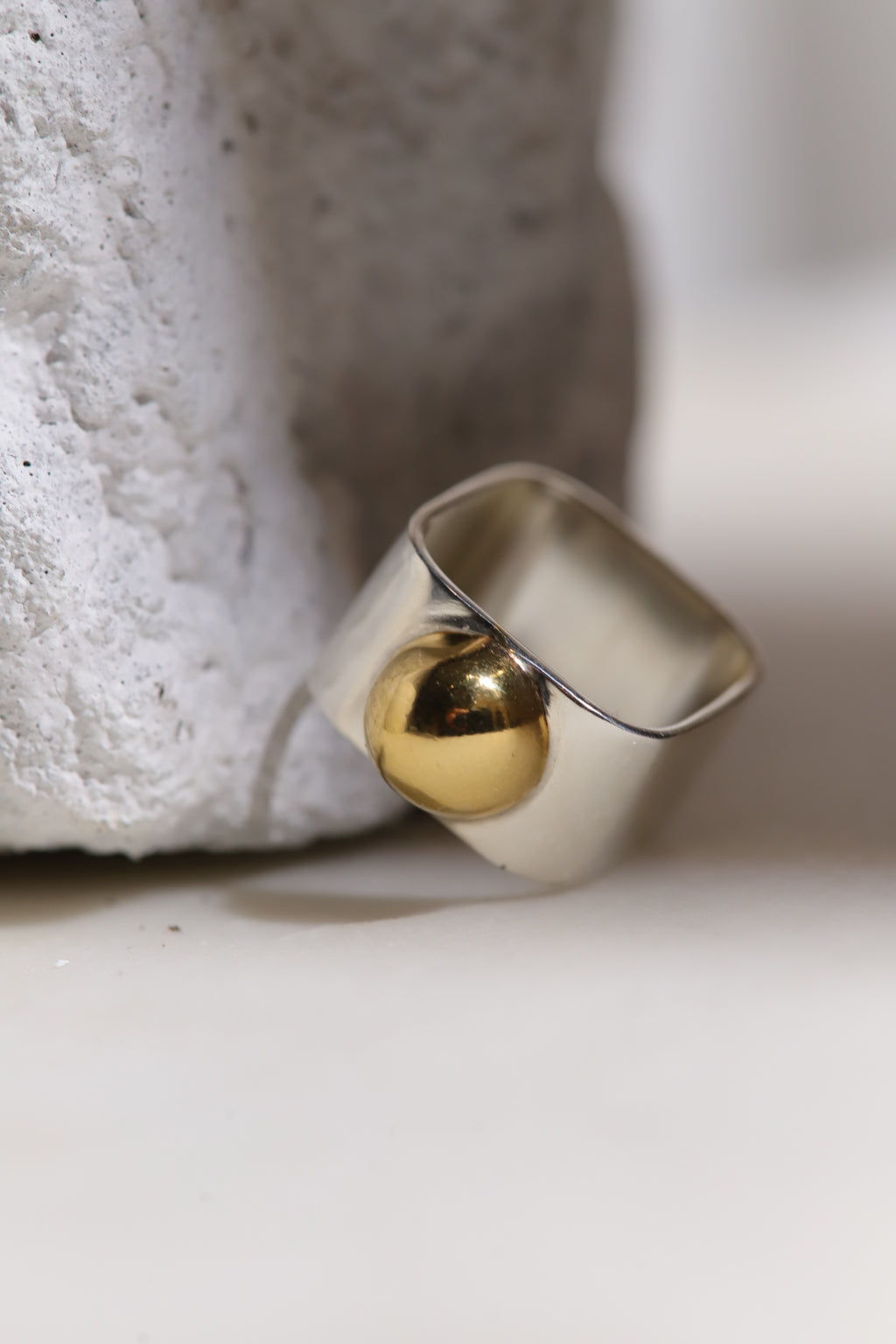 Anillo Essense Square Bicolor