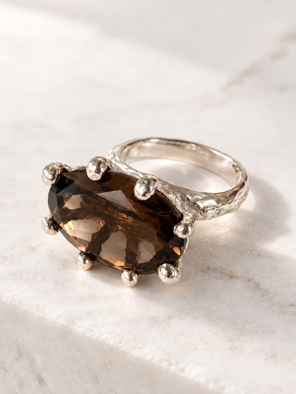 Anillo Amapola Cuarzo Fumé