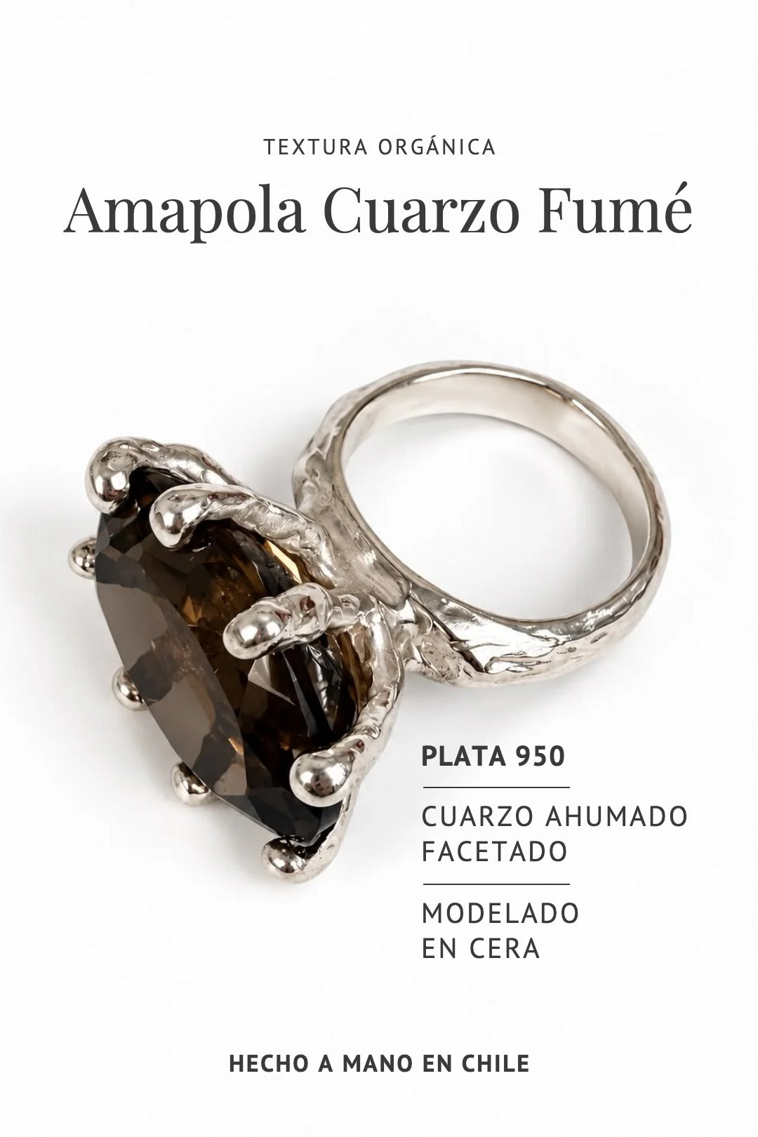 Anillo Amapola Cuarzo Fumé